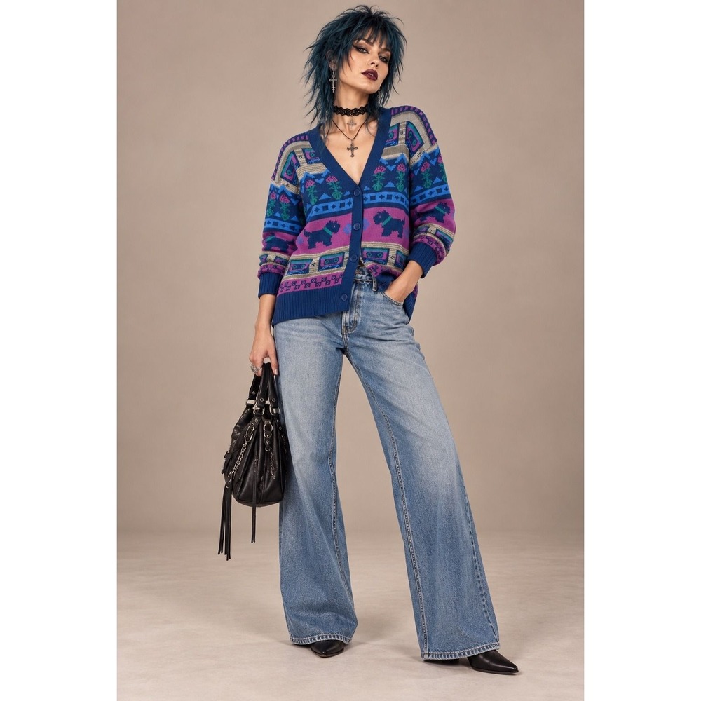Stranger Things Scottie Dog Cardigan Sweater NWT Small Retro Knit Netflix